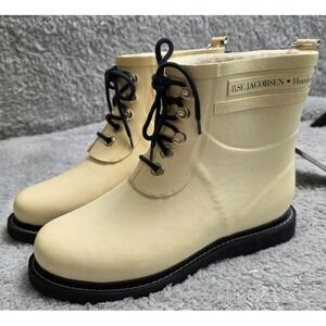 NEW ILSE JACOBSEN Hornbaek Ivory‎ Short Lace Rain Boots Lined EU 39 US 8.5 9 NEW